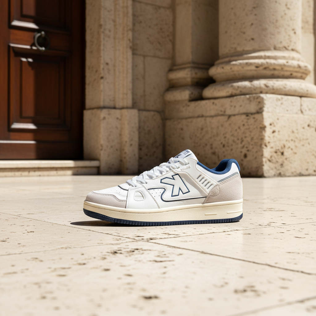 Zapatillas Casual Doha Blanco en casco histórico con arquitectura clásica