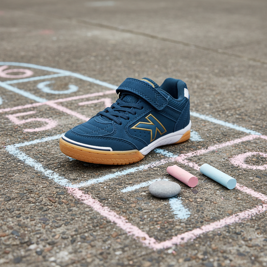 Zapatillas Precision Elastic sobre rayuela dibujada con tiza