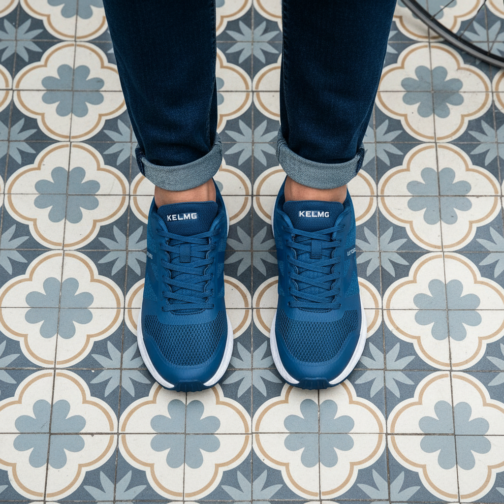 Zapatillas K-ROOKIE sobre baldosa hidráulica en plano cenital