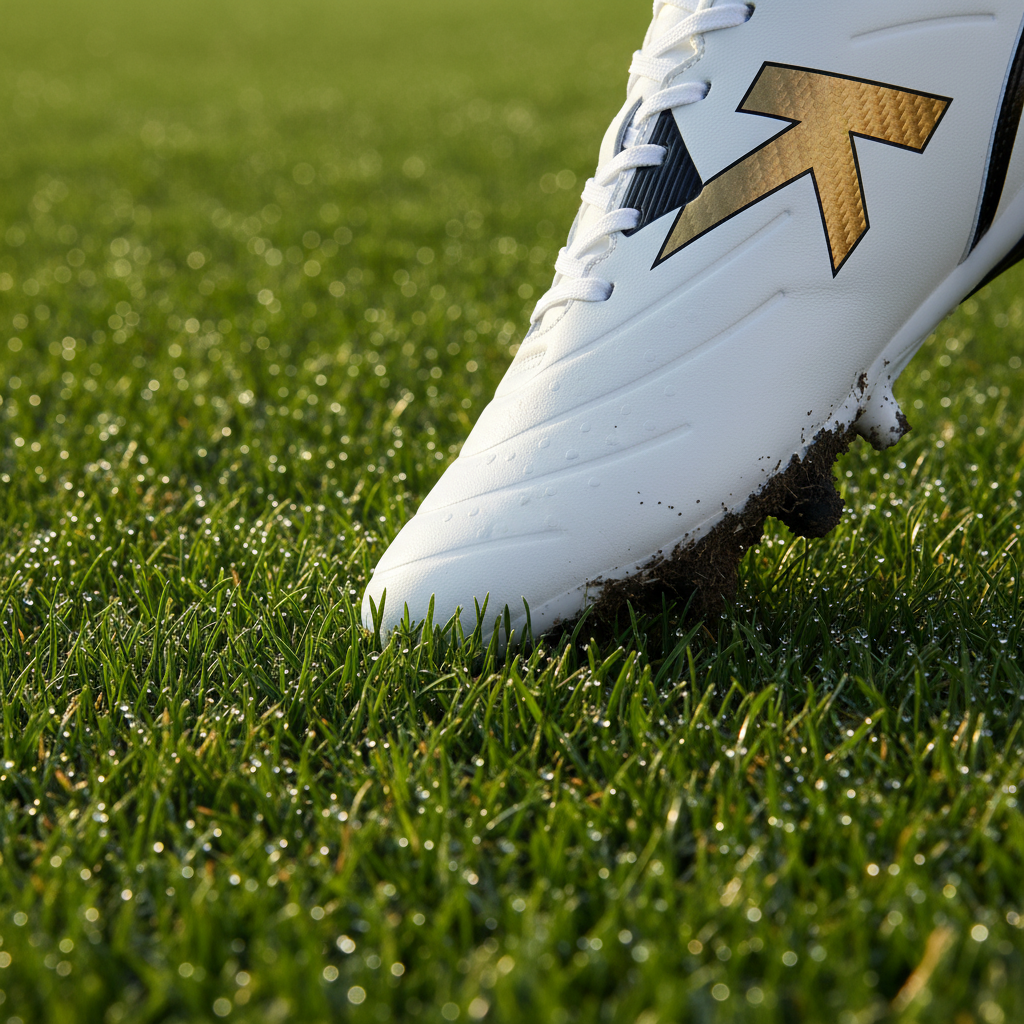 Botas de fútbol Selecta MG sobre césped natural con rocío