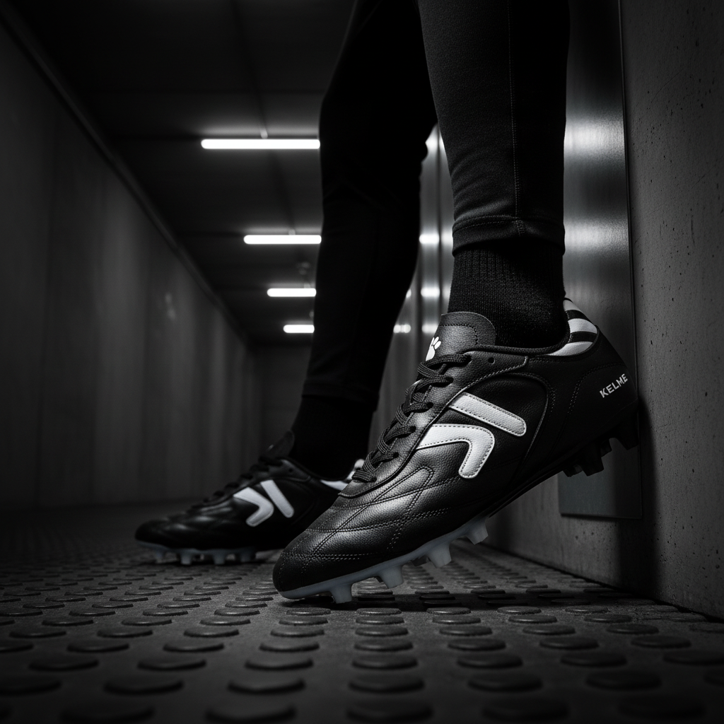 Botas de fútbol Heritage MG en túnel de vestuarios