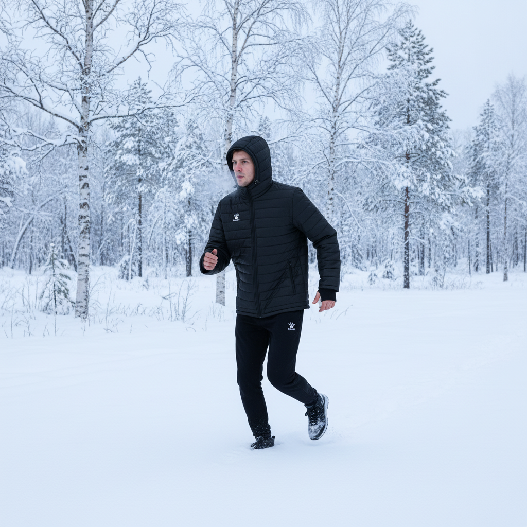 Chaqueta KELME Snow Negro en bosque de tundra siberiana