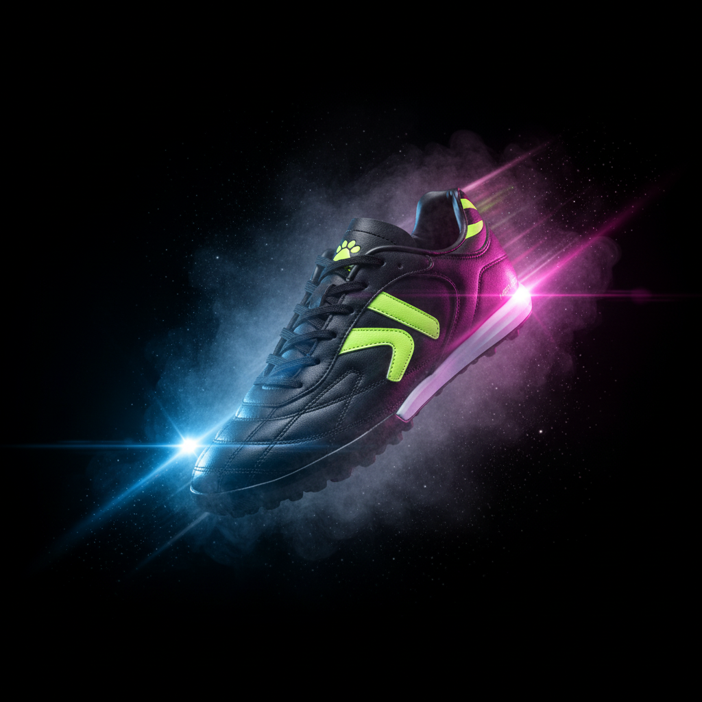 Botas de fútbol Heritage Turf con humo y luces cyberpunk